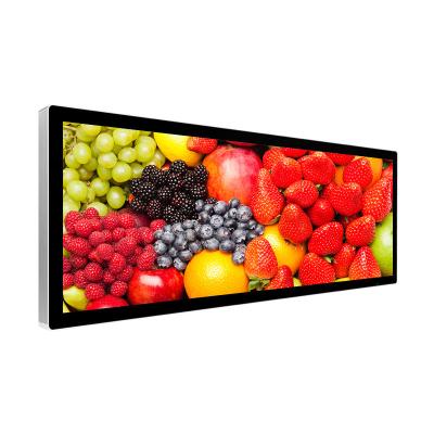 China Indoor manufacturer custom strip screen stretched lcd bar screen advertising display for mall/shelves/elevator/car for sale