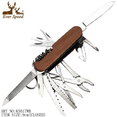 China 2021 Multifunctional Camping Tool Roaswood Handle Stainless Steel Folding Knife for sale