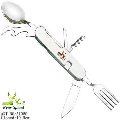 China Multifunction Camping Tool Stainless Steel Folding Tableware Knife for sale