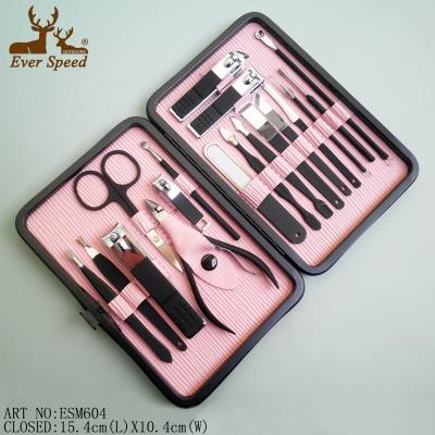 China High Durable Stainless Steel Travel 18Pcs Colorful Manicure Set for sale