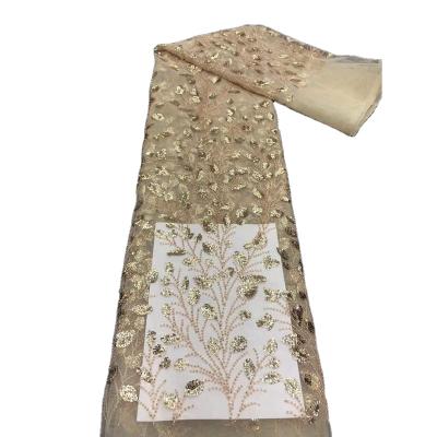 China lisami viable rts newcomer beaned luxury sequins flower embroidery lace fabric for dress and gown for sale