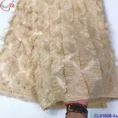 China 2020 Viable high quality French embroidery lace fabric Cl61608mesh sequise lace fabric for wedding dress for sale