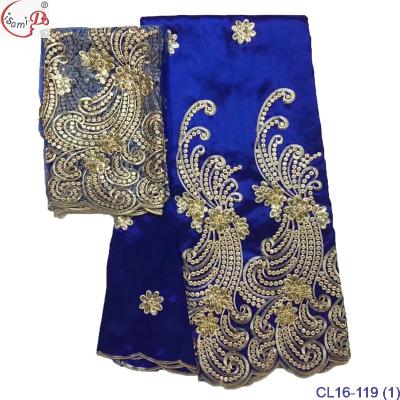 China CL16-119 Anti-static Embroidered George Embroidery Fabric Xinjiang Miao Bamboo Wedding Dress Fabric 5yards+2yards for sale