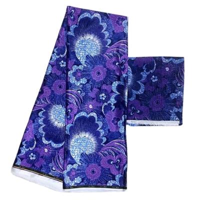 China Anti-static Lisami lace chowleedee Ankara African prints flower wax chiffon+2y lace 4y elegant silk scarf set wax design lace fabric for sale