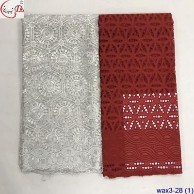 China Sustainable high quality swiss voile lace wax3-28 in switzerland african dry cotton lace set for nigerian wedding party (2.5y+2.5y) for sale