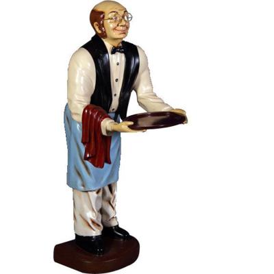 China Life Size China Restaurant Decoration Sculpture Fiberglass Resin Butler Statue for sale