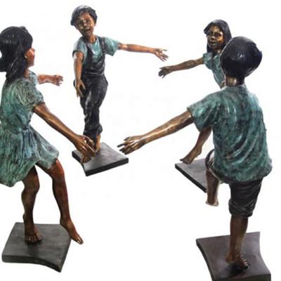 China Outdoor China Garden Bronze Sculpture Four Children Play In A Circle Statue for sale