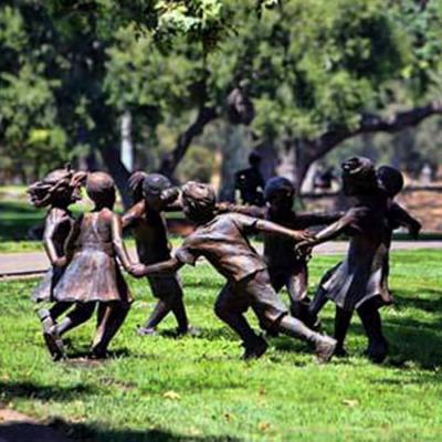 China Outdoor China Garden Bronze Sculpture Seven Children Play Hand In Hand In A Circle Statue for sale