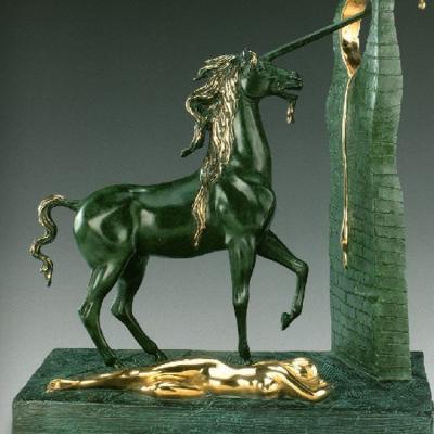 China Bronze Unicorn Dali Sculpture La Reproduction Antique Statue From China Metal Sculpture Manufacturer For Outdoor Garden for sale