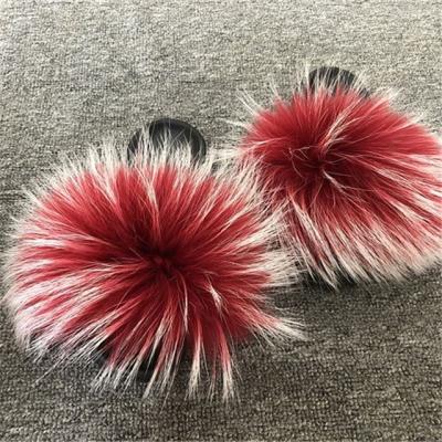 China Cushioning Hot Selling Double Face Sheepskin Fluffy Slipper With Straps Custom Sign Large Fluffy Slippers Wholesale for sale