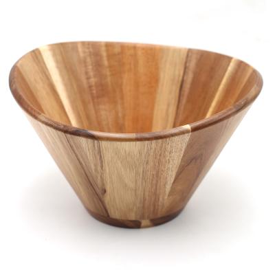 China Sustainable Wholesale Handmade Wooden Bowl Dough Bowls Large Acacia Wood Serving Bowl For Fruits Or Salads for sale