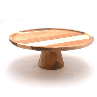 China Hotel Wedding Restaurant Home Custom Acacia Round Cake Wooden Dish Serving Creative Food Trays With Lid Acrylic Dome for sale