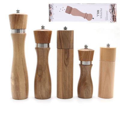 China Viable Solid Wood Spice Grinder With Strong Adjustable Rotor Pepper Grinder Ceramic Mill Kitchen Spice Salt Grinder for sale