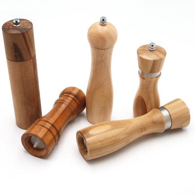 China Refillable High Quality Viable Wooden Grinders Sustainable Handmade Acacia Wooden Salt and Pepper Grinder Mechanism Salt and Pepper Grinder Set for sale