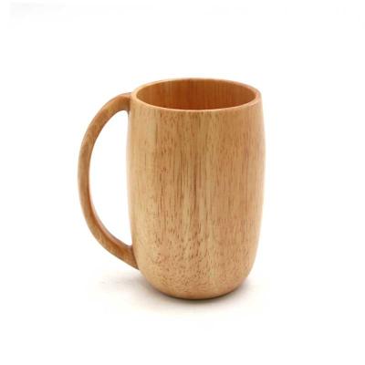 China Sustainable Rubber Wooden Water Cup Mug With Handle for sale