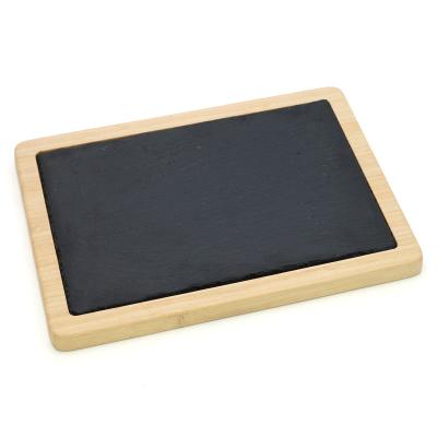 China Sustainable High Quality Black Slate Stone Steak Dish Food Tray for sale