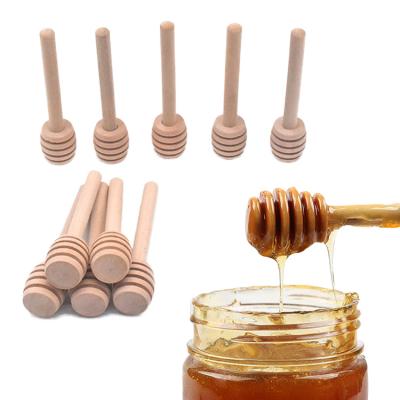 China Modern Cute Design Kitchen Tools Tea Coffee Stir Custom Logo Mini Wood Honey Dipper For Mixing Jam for sale