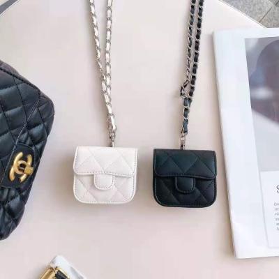 China Luxury Case Factory Hot Sales Fashion Brand Style Lychee Grain Luxury Earphone Case For Apple AirPods With Shoulder Strap for sale