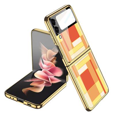 China Colorful Design Anti-fall Cover For Samsung Galaxy Z Flip 3 Phone Shell Tempered Glass Phone Caes For Z Flip3 for sale