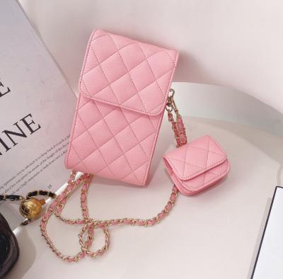 China Custom multifunctional practical high-grade leather luxury brands wallet function fashion cell phone bag earphone bag sets for sale