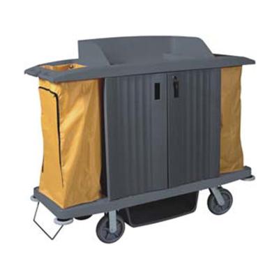 China Modern Hotel Plastic Housekeeping Trolley Room Service Carts Cleaning Maid Trolley for sale