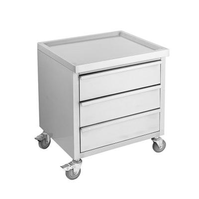 China Kitchens Movable Stainless Steel Storage Table Dish Drawer Cabinet With Drawer And Wheels for sale