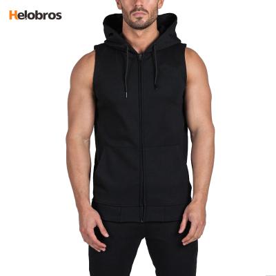 China 2020 Summer/Spring Custom Men's 100% Cotton Pullover Gym Hoodie Racerback Sleeveless Anti-pilling Hoodie for sale