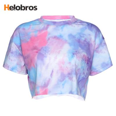 China Custom Print Women's T Shirts Women's T Shirts Crop Tie Dye Graphic T-shirts Women QUICK DRY for sale