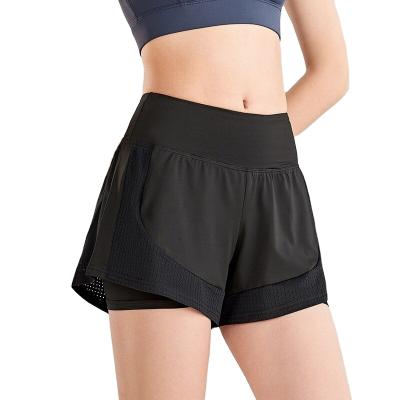 China Good Quality Anti-Wrinkle Double Layer Nylon High Elastic Running Shorts Mesh Gym Shorts For Women for sale