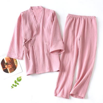 China Washed Canvas Pajamas Women's Japanese Style Homewear Women's Canvas Pajamas Organic QUICK DRY for sale