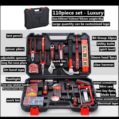 China Repair shop or professional storage at home 110pcs plastic box home use general household maintenance tool kit DIY tool kit in cases for sale