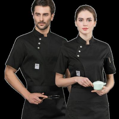 China Hygroscopic And Sweat Release Chef Uniforms Staff For Restaurant Bar Cotton Unisex OEM Customized Jackets Logo Item Fabric Color for sale