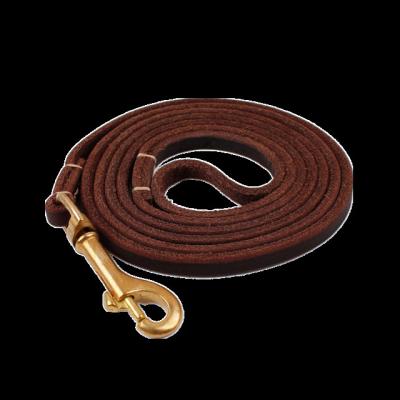 China Quick Release Head Pull Rope Leather Middle and Large Dog Chain German Animal Horse Hair Leather Dog Training Gold Rope for sale