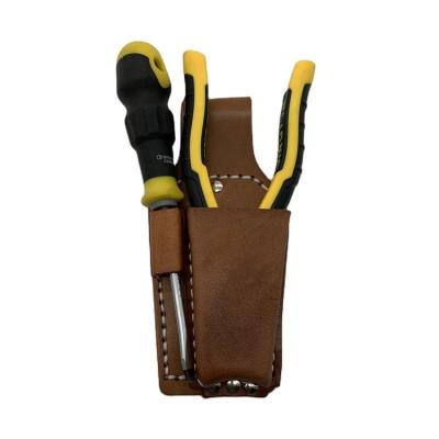 China Full Leather Main Insert Durable Pure Leather Double Layer Double Layer Pliers Electrician Hole Holster Holster for sale