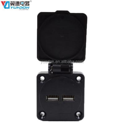 China IP54 Manufacturer IP54 Waterproof Splash Proof Dual USB Socket Outlet With Cover for sale