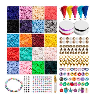 China Popular Polymer Clay 28 Grids Spacer Heishi Beads 6mm Flat Round Polymer Clay Discs Loose Spacer Beads Set For DIY Jewelry Making for sale