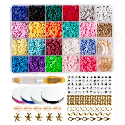 China Popular Polymer Clay 24 Grids Heishi Beading Loom Kit Flat Round Spacer Polymer Clay Beads Set for Jewelry Making Bracelets Necklace DIY for sale