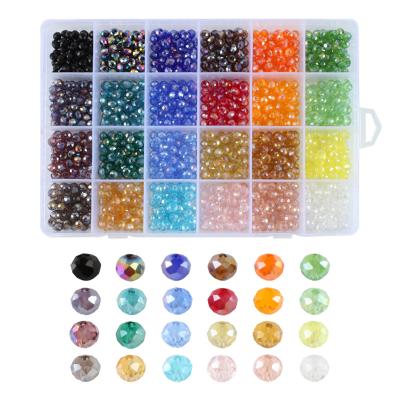 China Competitive Price 24 Colors Box Set 6mm Faceted Crystal Glass Beads AB Plated Loose Spacer Rondelle Bead For DIY Jewelry Accessories for sale