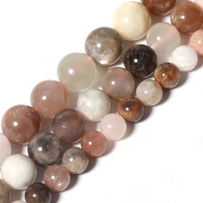 China Making Jewelry Necklace Bracelet Earring 6/8/10mm Natural Stone Moonstone Mixed Sunstone Gem Round Loose Beads For DIY Jewelry Making Bracelet for sale