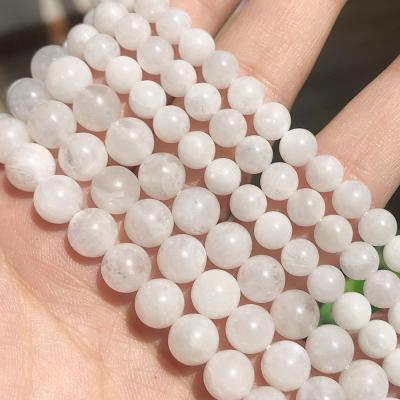 China Making Jewelry Necklace Bracelet Earring 6/8/10mm Natural Moonstone White Round Beads Loose Stone Beads For Jewelry Making DIY for sale