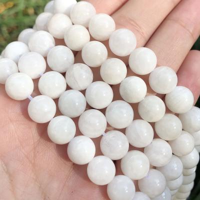 China Making Jewelry Necklace Bracelet Earring Wholesale Smooth Round 6/8/10MM Natural Blue Moonstone Stone Loose Bead For Jewelry Making Bracelet Necklace for sale