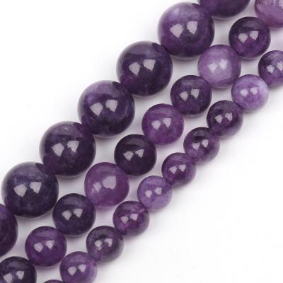 China Making Jewelry Necklace Bracelet Earring Wholesale Round Smooth 6/8/10MM Dyed Amethysts Stone Loose Beads For Jewelry Making Necklace for sale