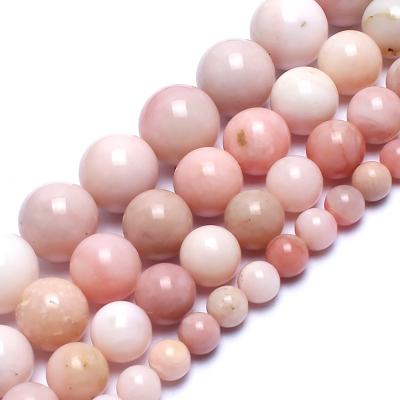 China Jewelry Necklace Bracelet Earring Making 6/8/10/12mm High Quality Natural Pink Soft Round Opal Stone Beads For Jewelry Making DIY Bracelet for sale