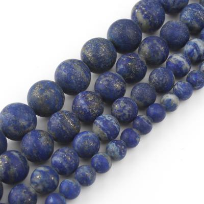 China 6-10mm Round Natural Lapis Lazuli Stone Dull Polish Matte Frosted Blue Bead Jewelry Necklace Bracelet Earring Making For Jewelry Making DIY for sale