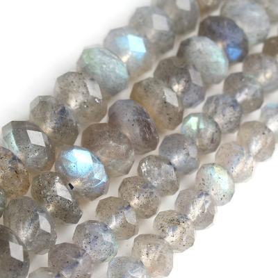 China Natural Stone Faceted Labradorite Rondelle de Gray Labradorite Stone Beads Wholesale 3x5mm/4x7mm bead for jewelry making for sale