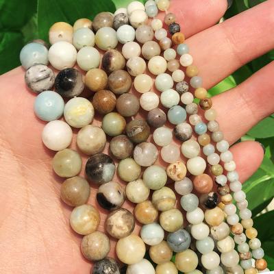 China Making Jewelry Necklace Bracelet Earring Wholesale Smooth Colorful Amazonite Beads Around Loose Beads For Jewelry Making Bracelet Diy Necklace for sale