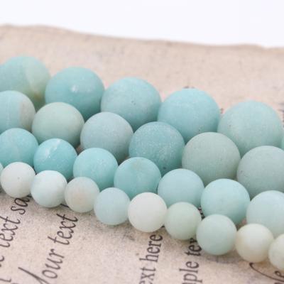 China Making Jewelry Necklace Bracelet Earring High Quality Round 4/6/8/10/12MM Dull Polish Matte Light Blue Natural Amazonite Stone Beads For Jewelry Making Diy for sale