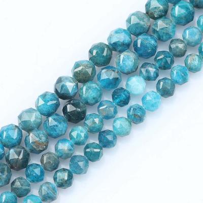 China Beaded Strand 6/8MM Natural Faceted Star Cut Apatite Blue Stone Beads For DIY Jewelry Making Bracelet for sale