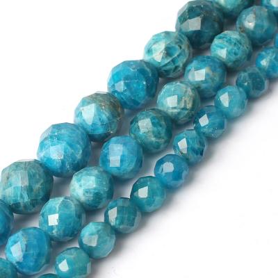 China Fashionable Jewelry Necklace Bracelet Earring Making 6/8/10MM Natural Stone Beads Faceted Blue Apatite Beads For Jewelry Making DIY Necklace for sale