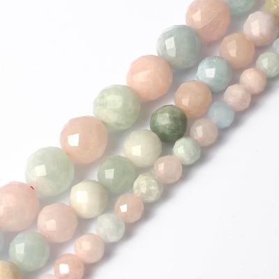 China Making Jewelry Necklace Bracelet Earring A+ Natural Grade Faceted Morganite Stone Colorful Bead Around Loose Beads For Jewelry Making Diy Bracelet for sale